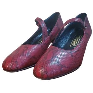 Vintage red python mary jane heels 7